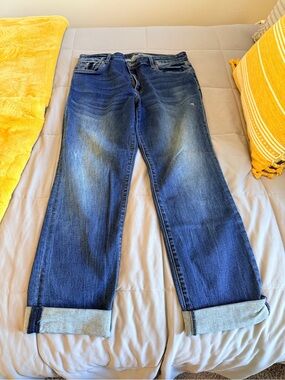 KUT from the Kloth High Rise Boyfriend jeans in a medium blue wash, size 12.